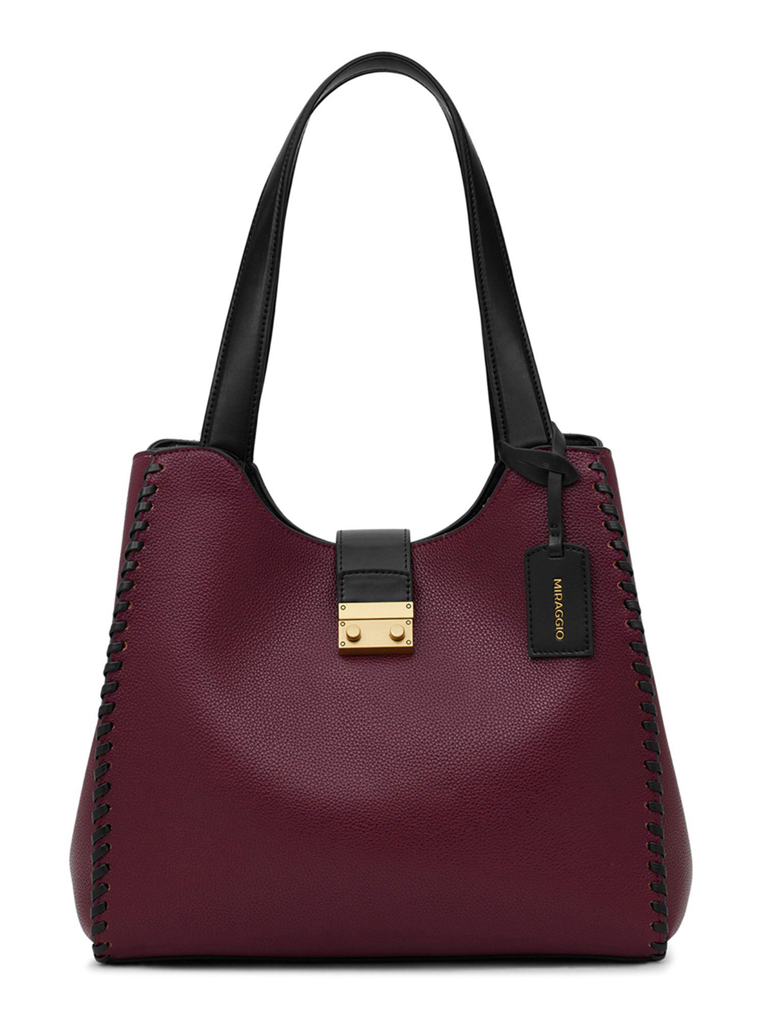 MIRAGGIO Thea Hobo Shoulder Bag For Party & Everyday Use- Wine