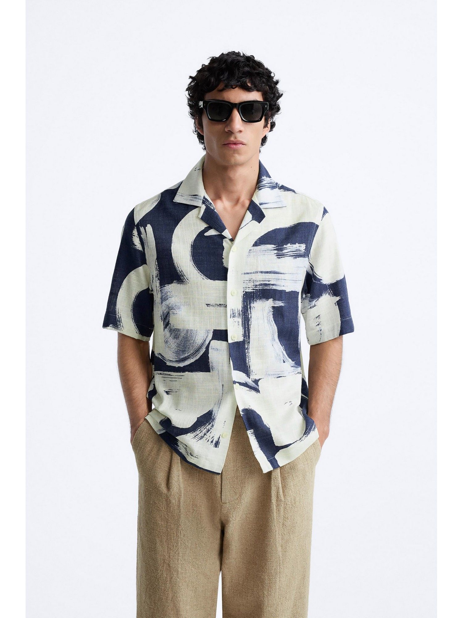 MISCHIEF MONKEY Blue Half Sleeve Abstract Printed Shirt