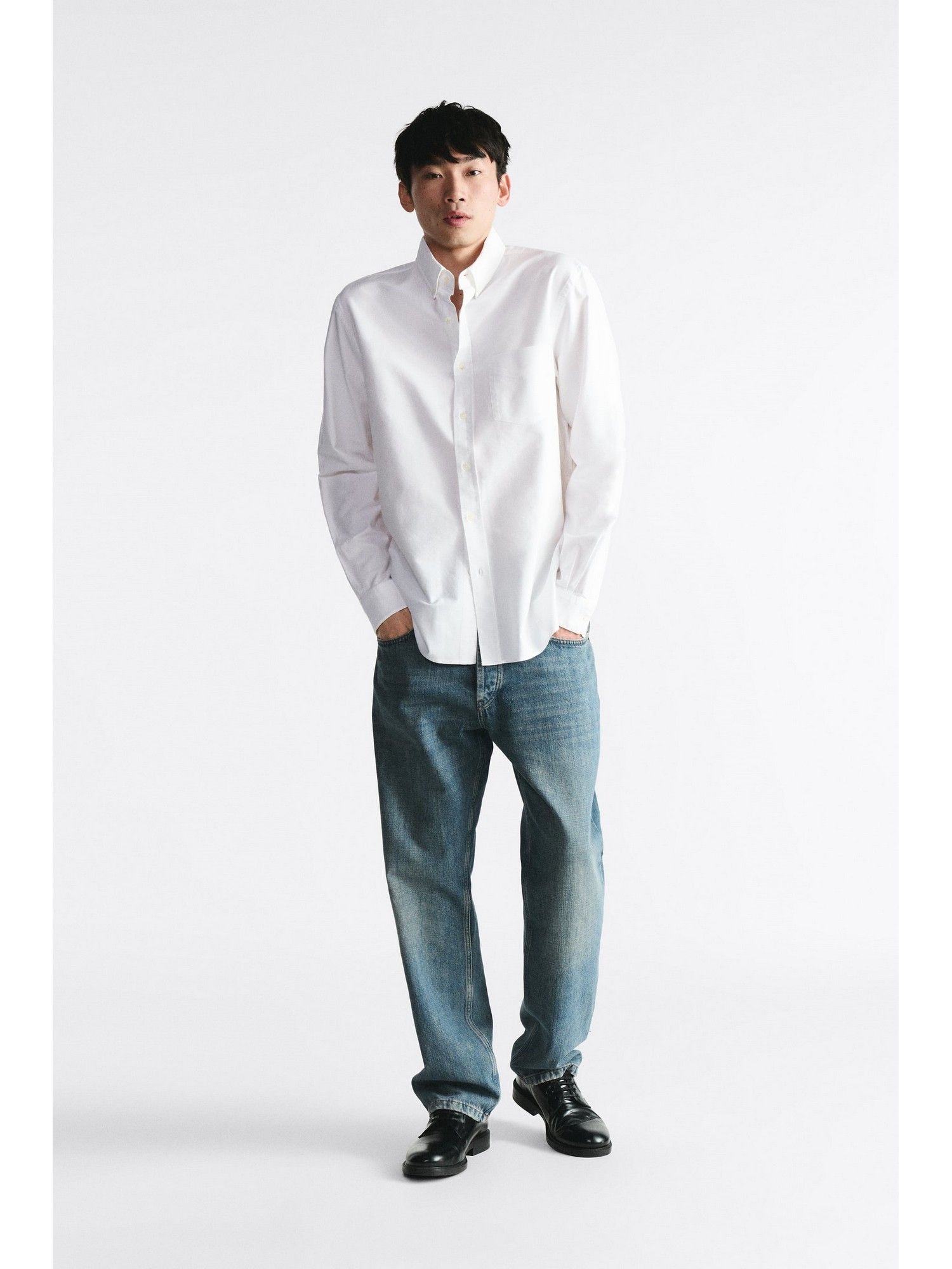 MISCHIEF MONKEY White Oxford Pocket Shirt