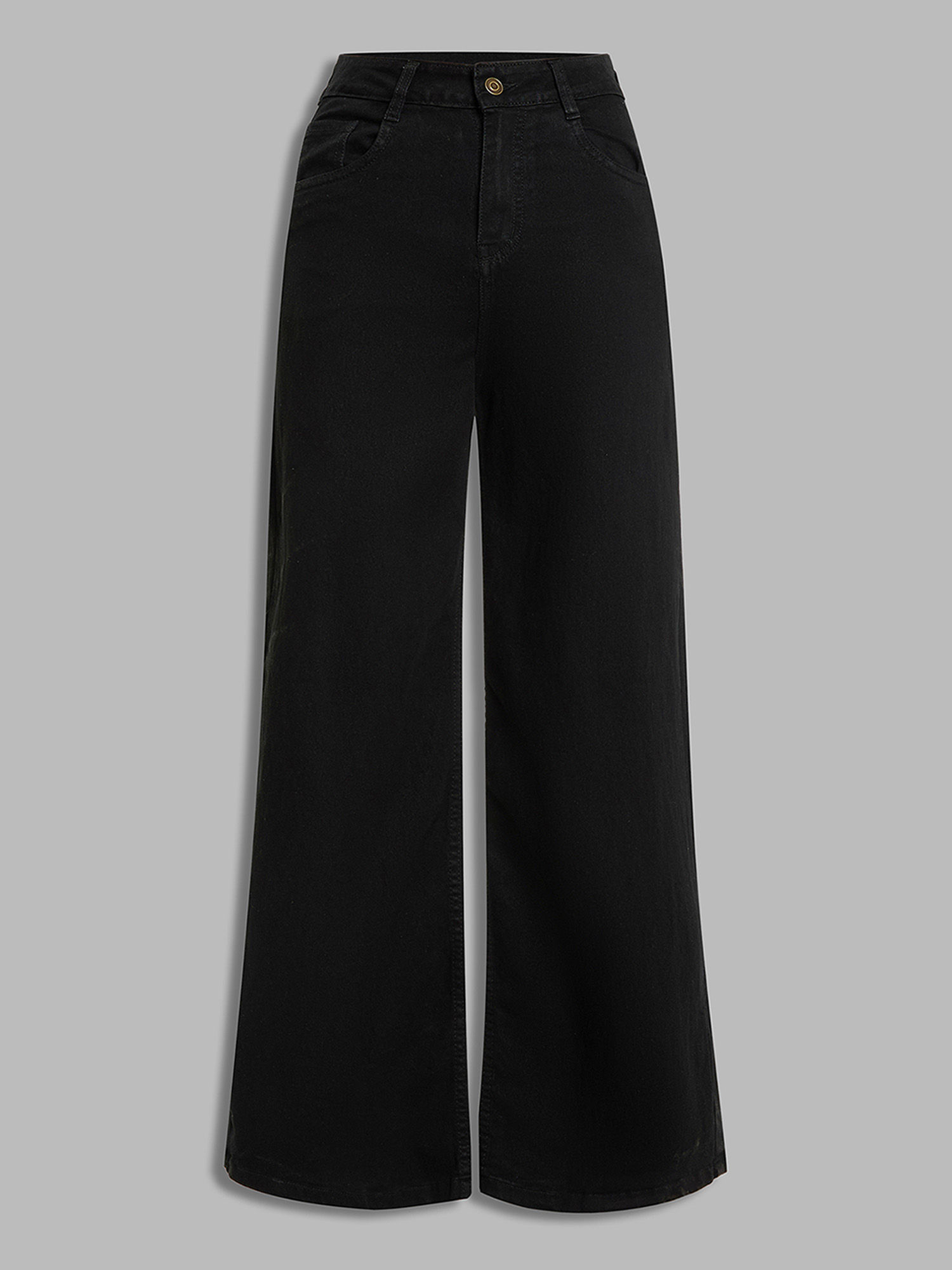 Miss Chase Women Black Wide Leg High Rise Stretchable Denim Jeans
