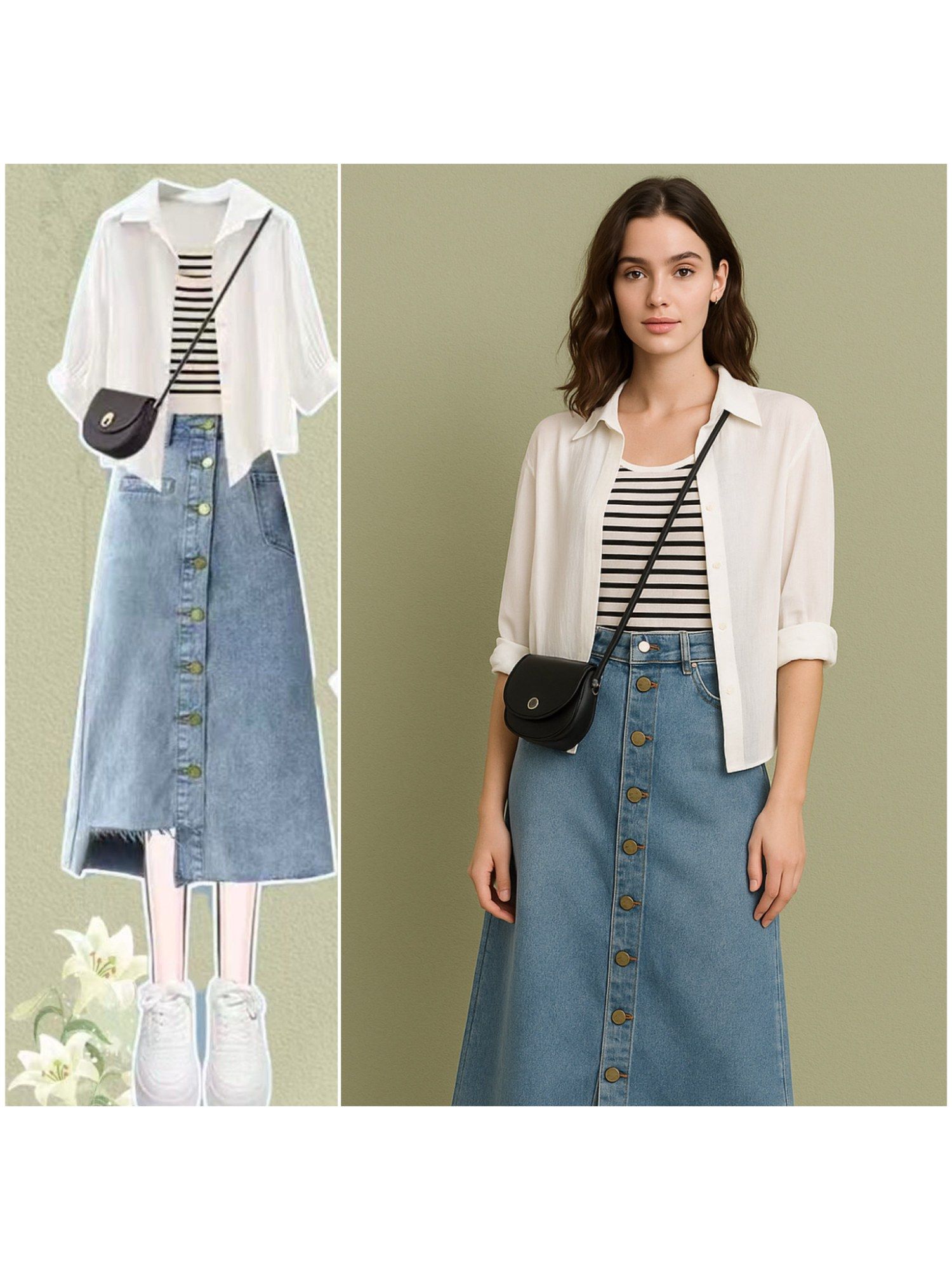 MISS MOSA BY AKANKSHA Costa Summer Stripes Top With Shirt And Skirt (Set of 3)