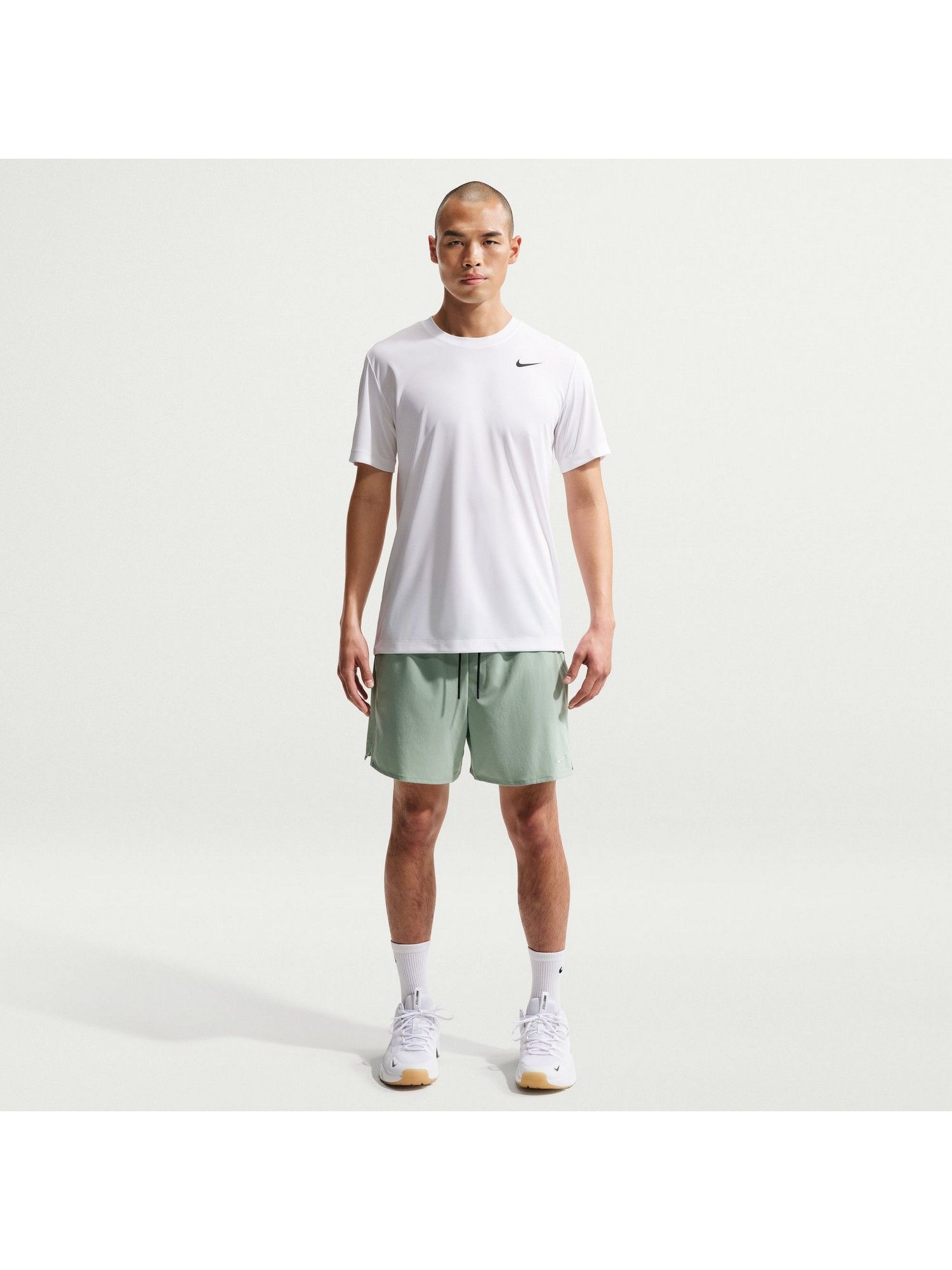 Nike White Polyester Solid T-Shirt