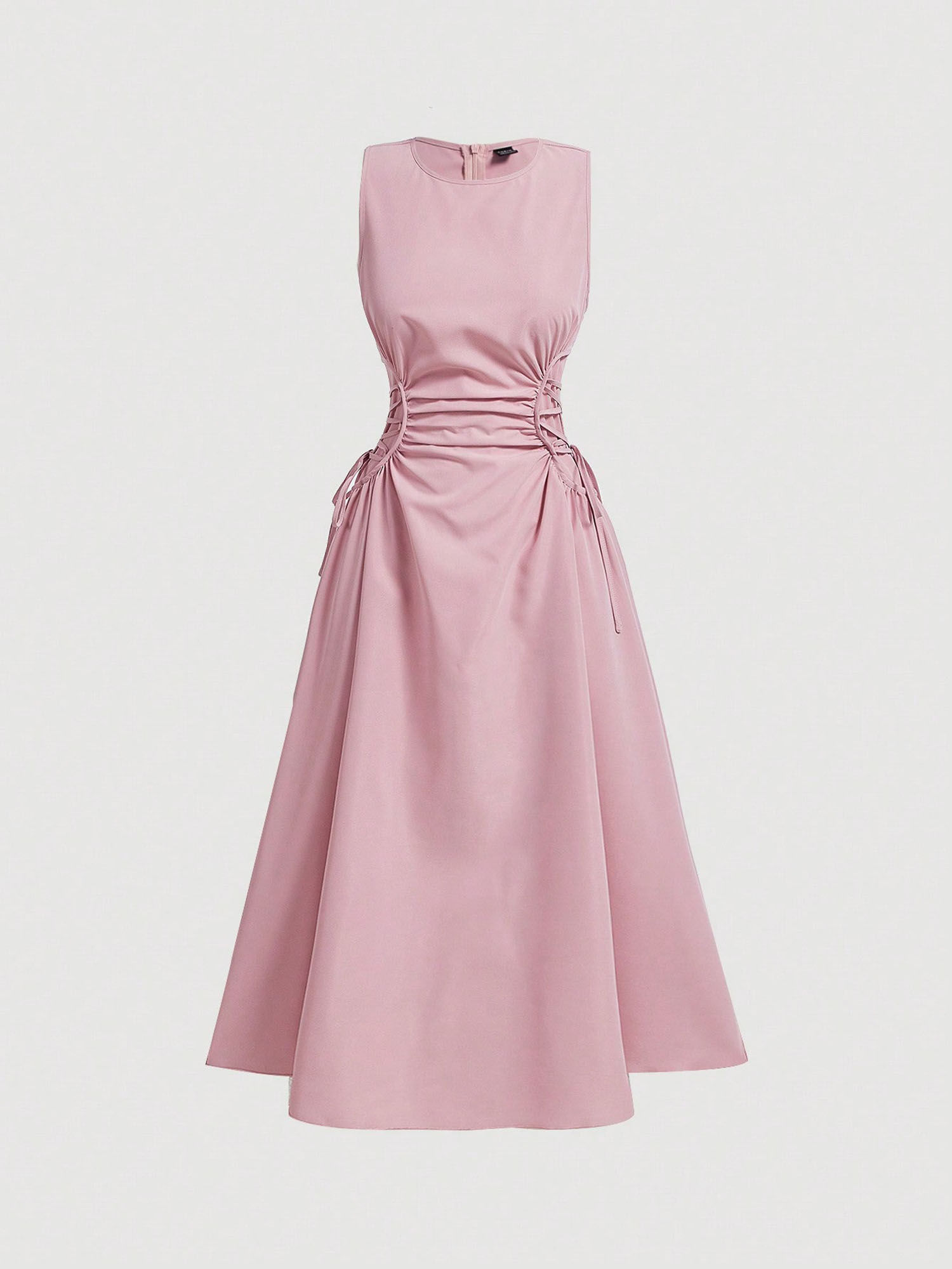 Outzidr Pink Elasticated Cinched Waist Maxi Dress