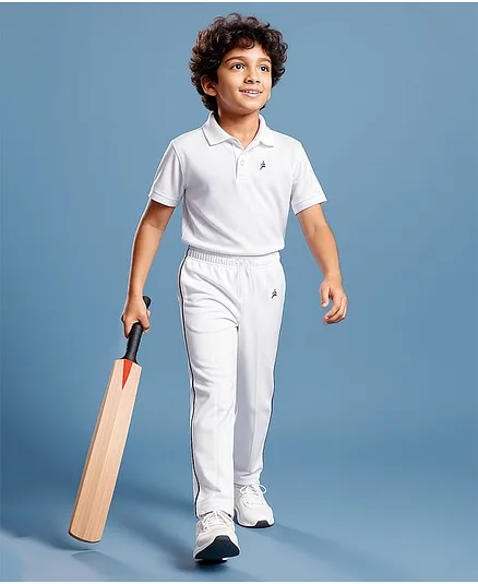 Pine Active Half Sleeves T-Shirt & Track Pant Cricket Jersey Set - White