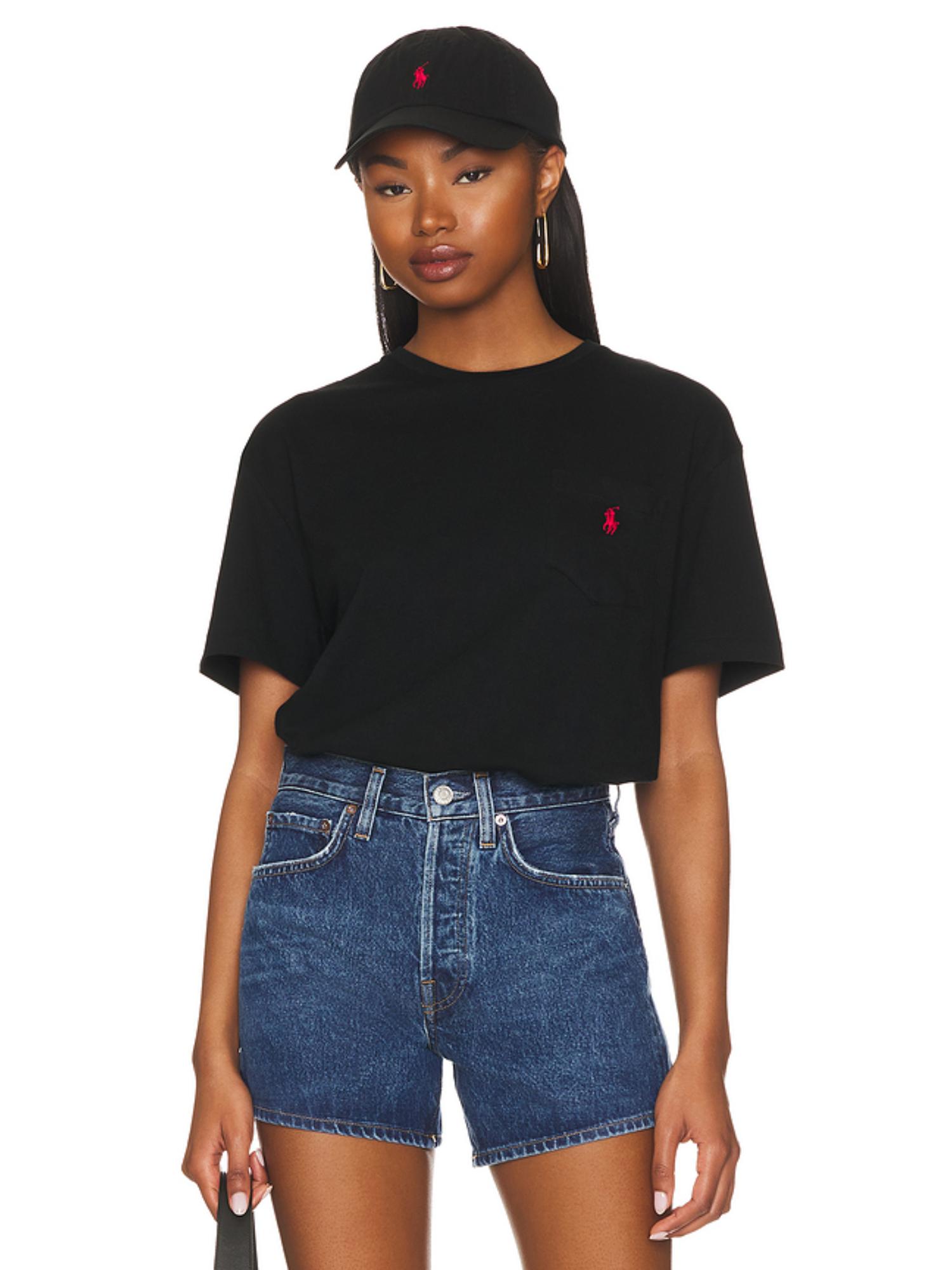 POLO RALPH LAUREN RALPH LAUREN Cotton Round Neck Pocket Tee Black
