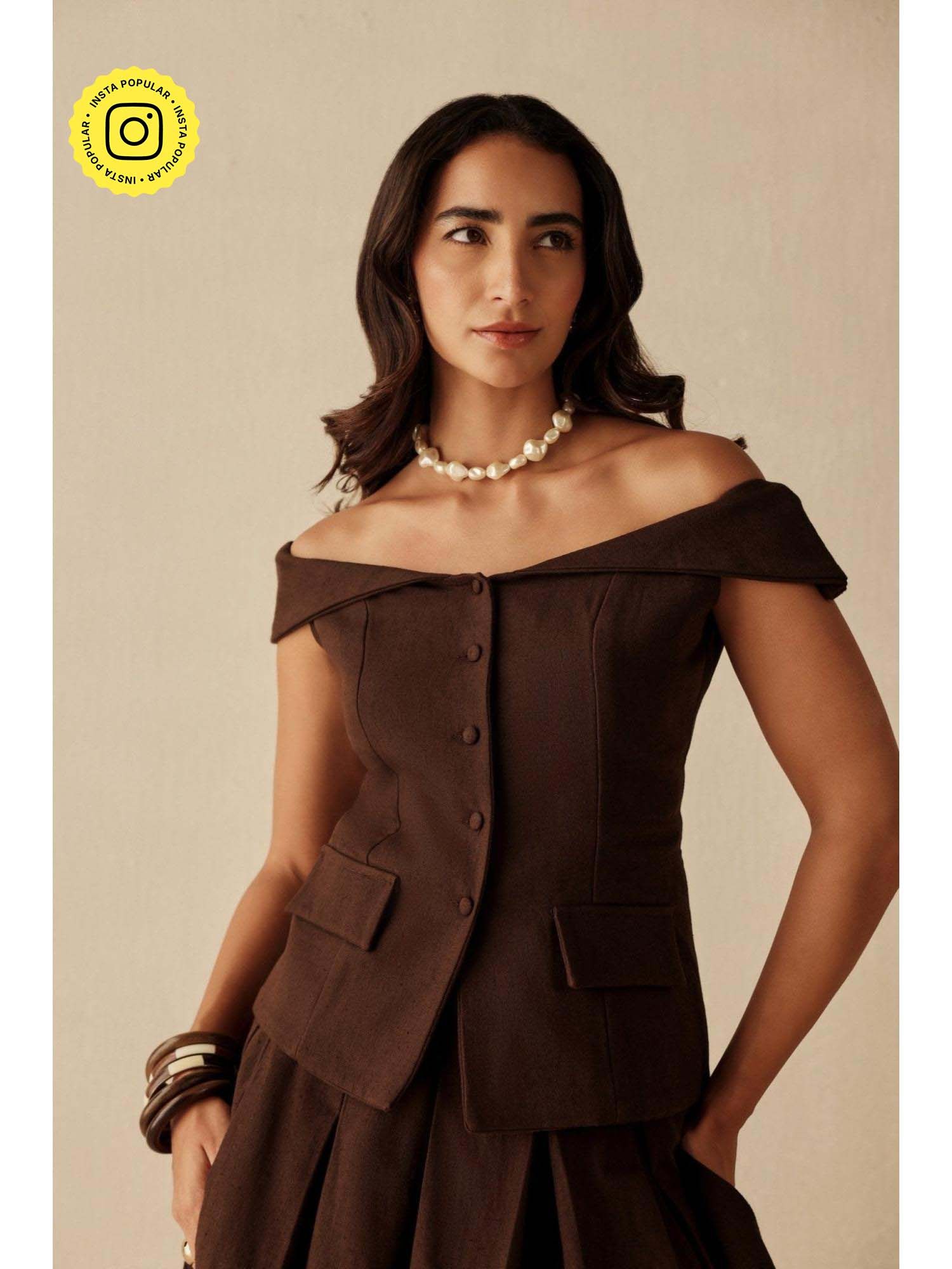 Sage By Mala Chaillot Brown Solid Top