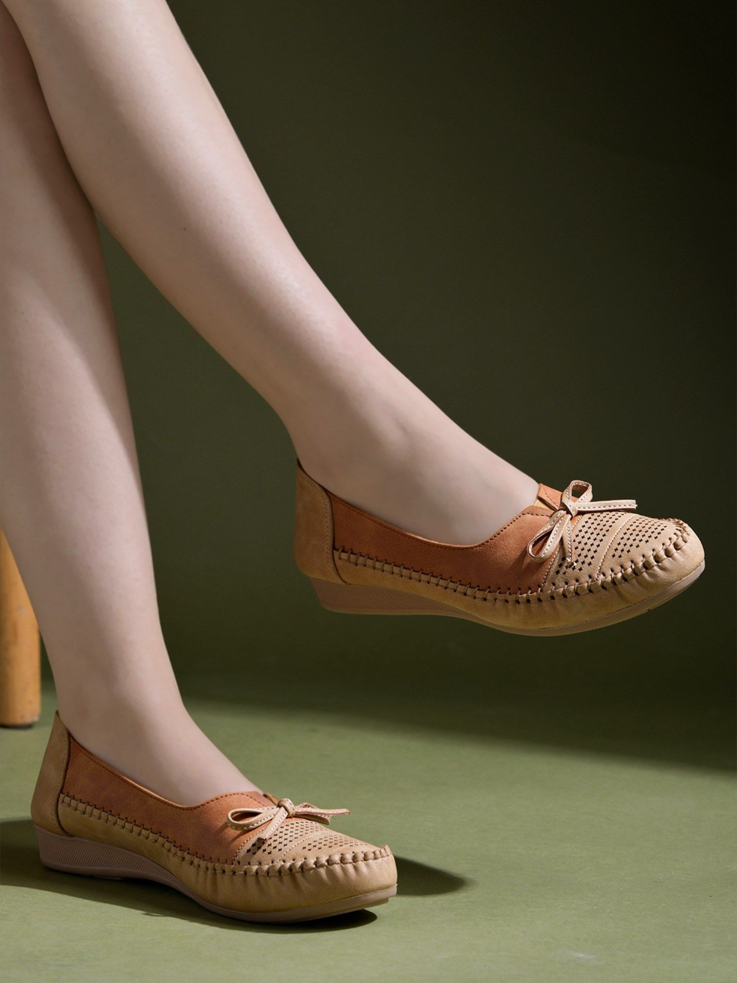 Shoetopia Casual Beige Moccasins for Women