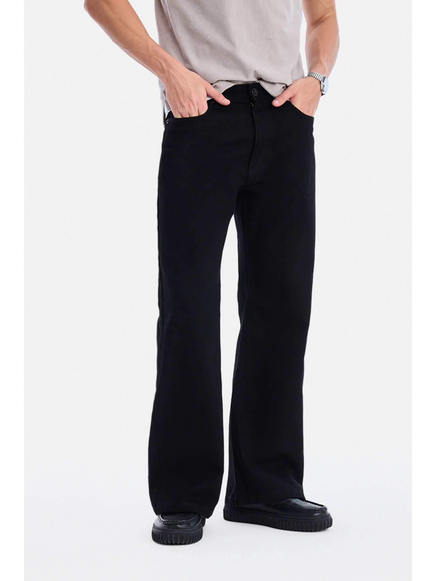 Snitch Black Solid Jeans