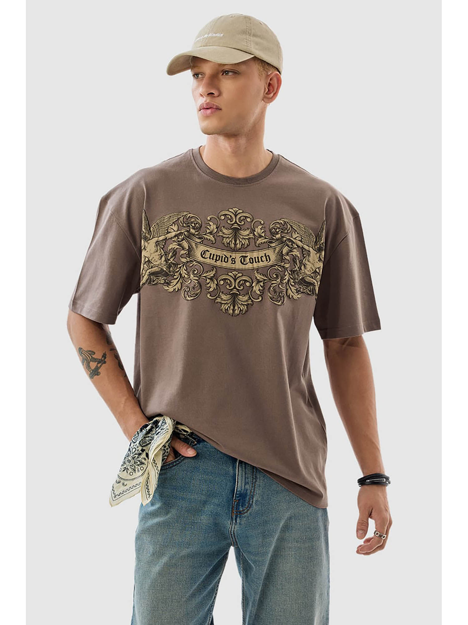 Snitch Brown Graphic Print Oversized Fit T-Shirt