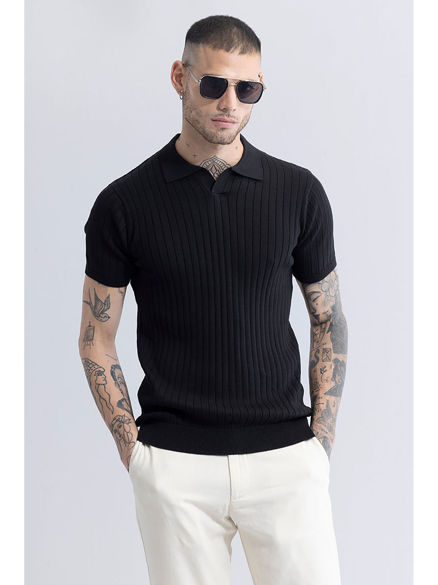 Snitch Men Black Sleek Polo T-Shirt