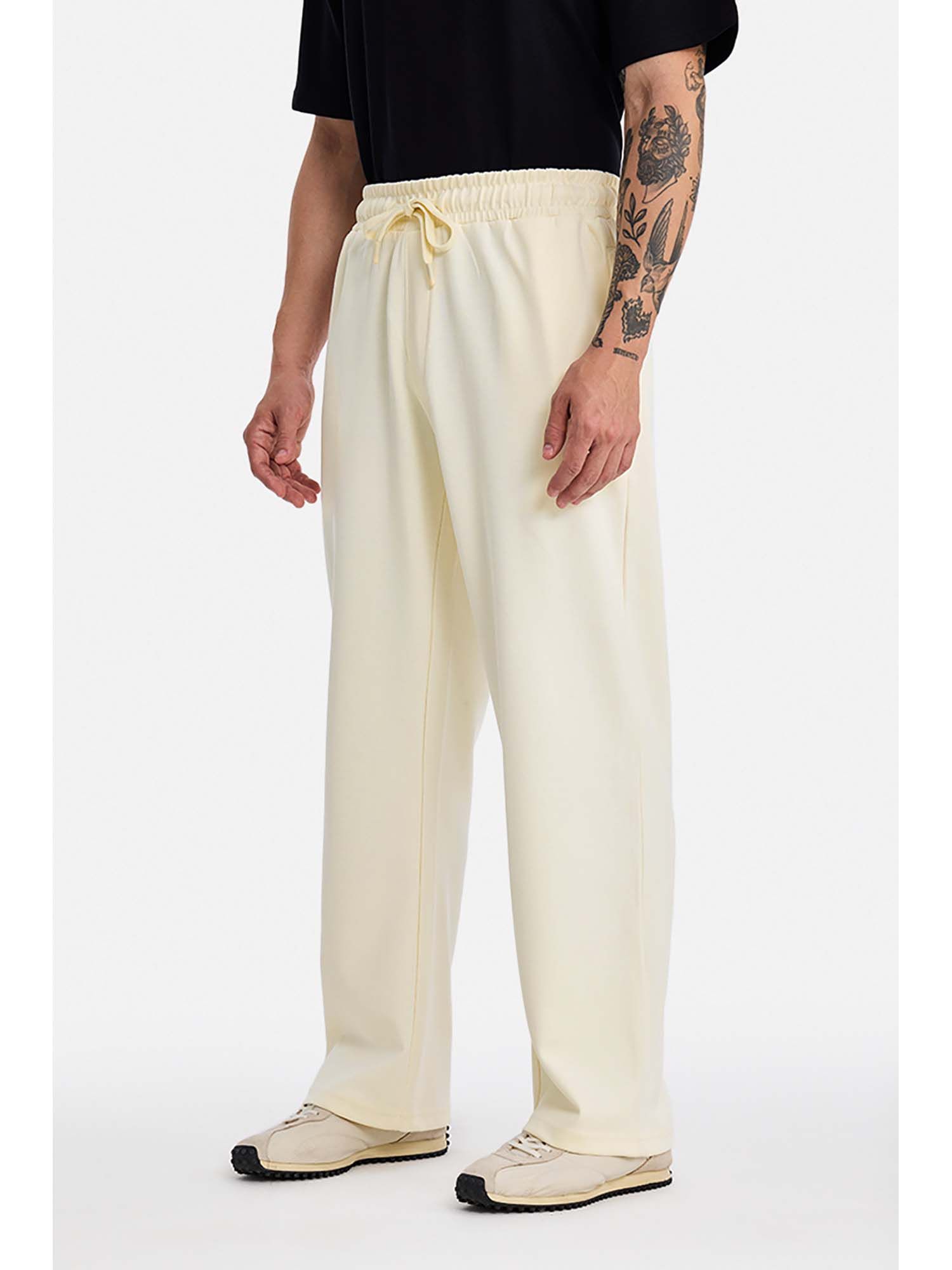 Snitch Off White Solid Plain Casual Cotton Blend Trackpant