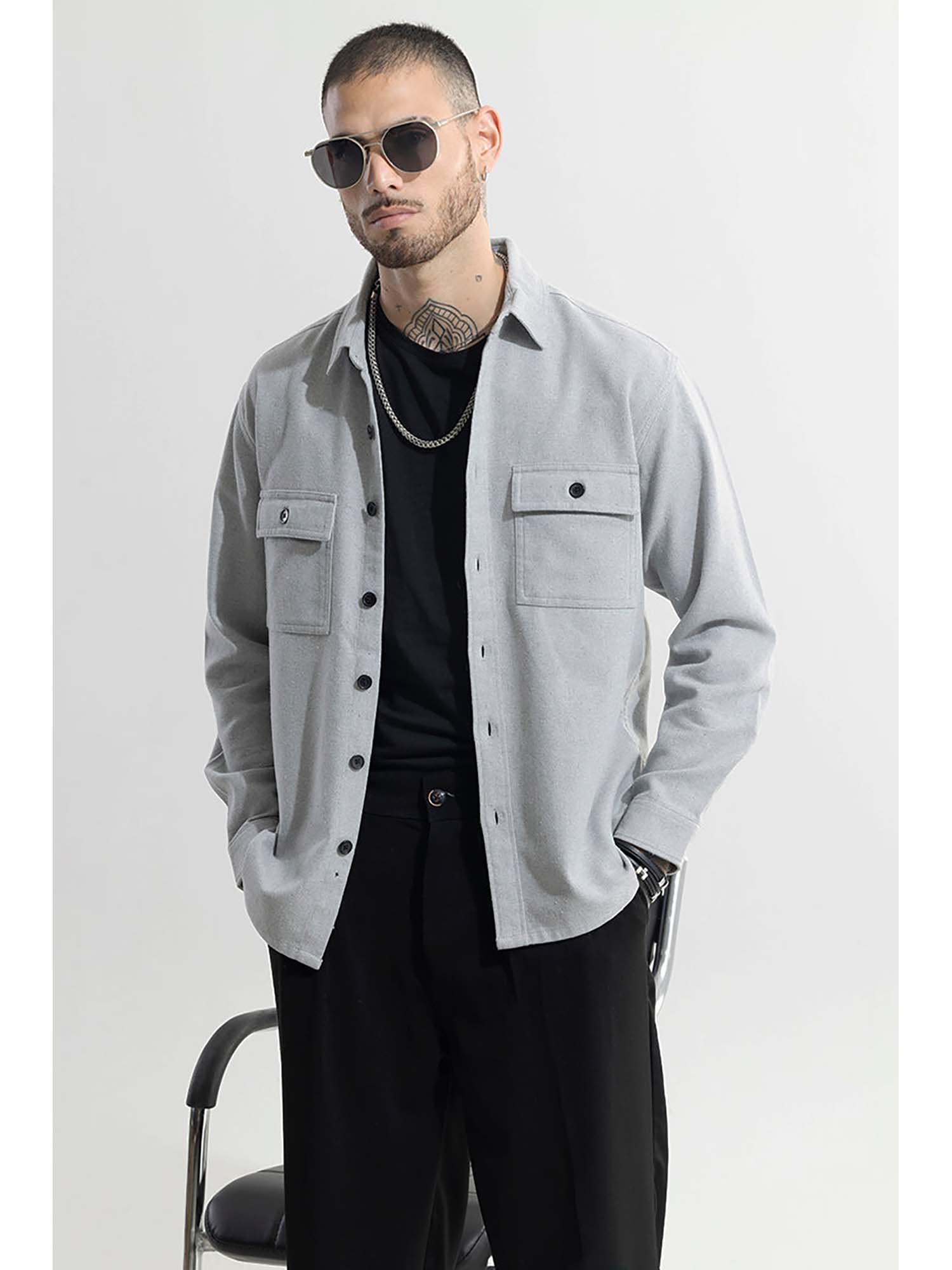 Snitch Overflap Ash Grey Shirt