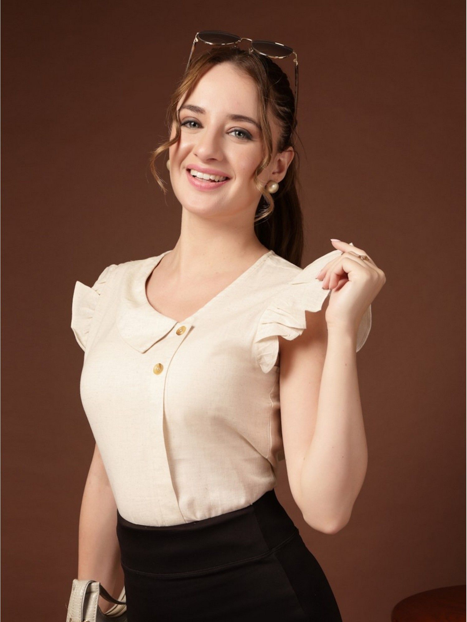 Style Quotient Solid Beige Top