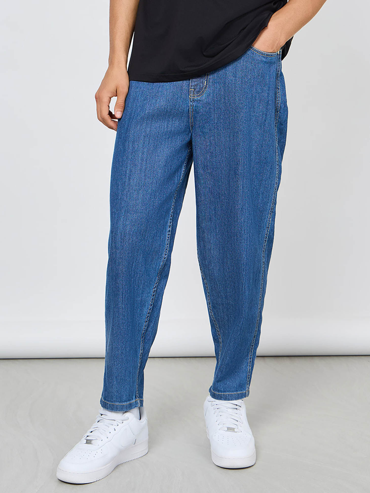 Styli Balloon Fit Jeans With Pockets Blue