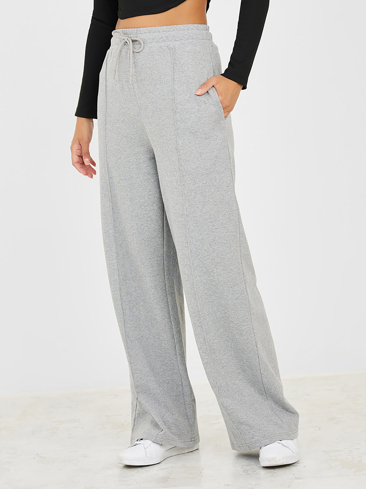 Styli Pintuck Drawstring Waistband Wide Leg Jogger