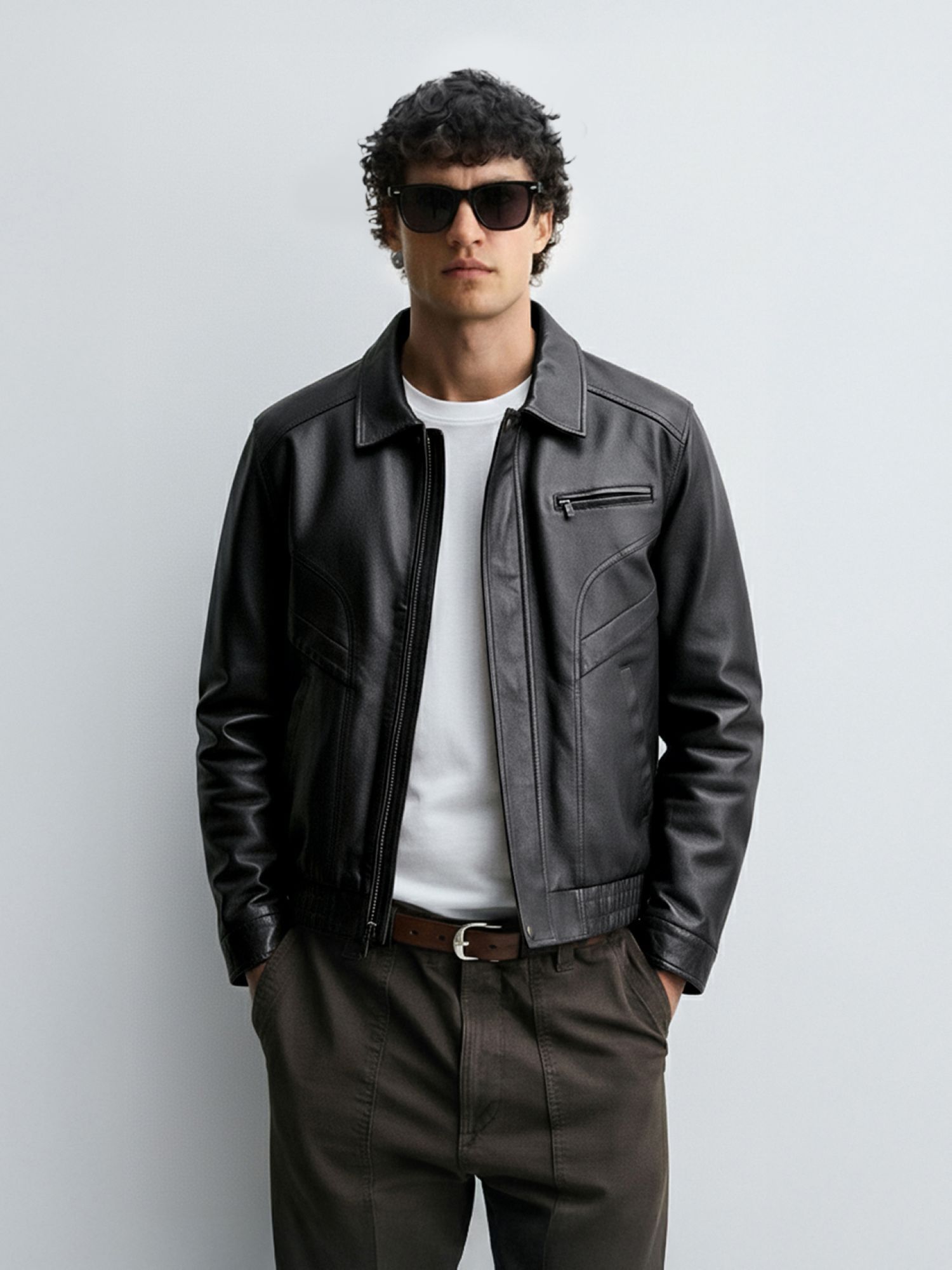 The Indian Garage Co Men Relaxed Fit Solid Collar Neck Full Sleeves Jacket