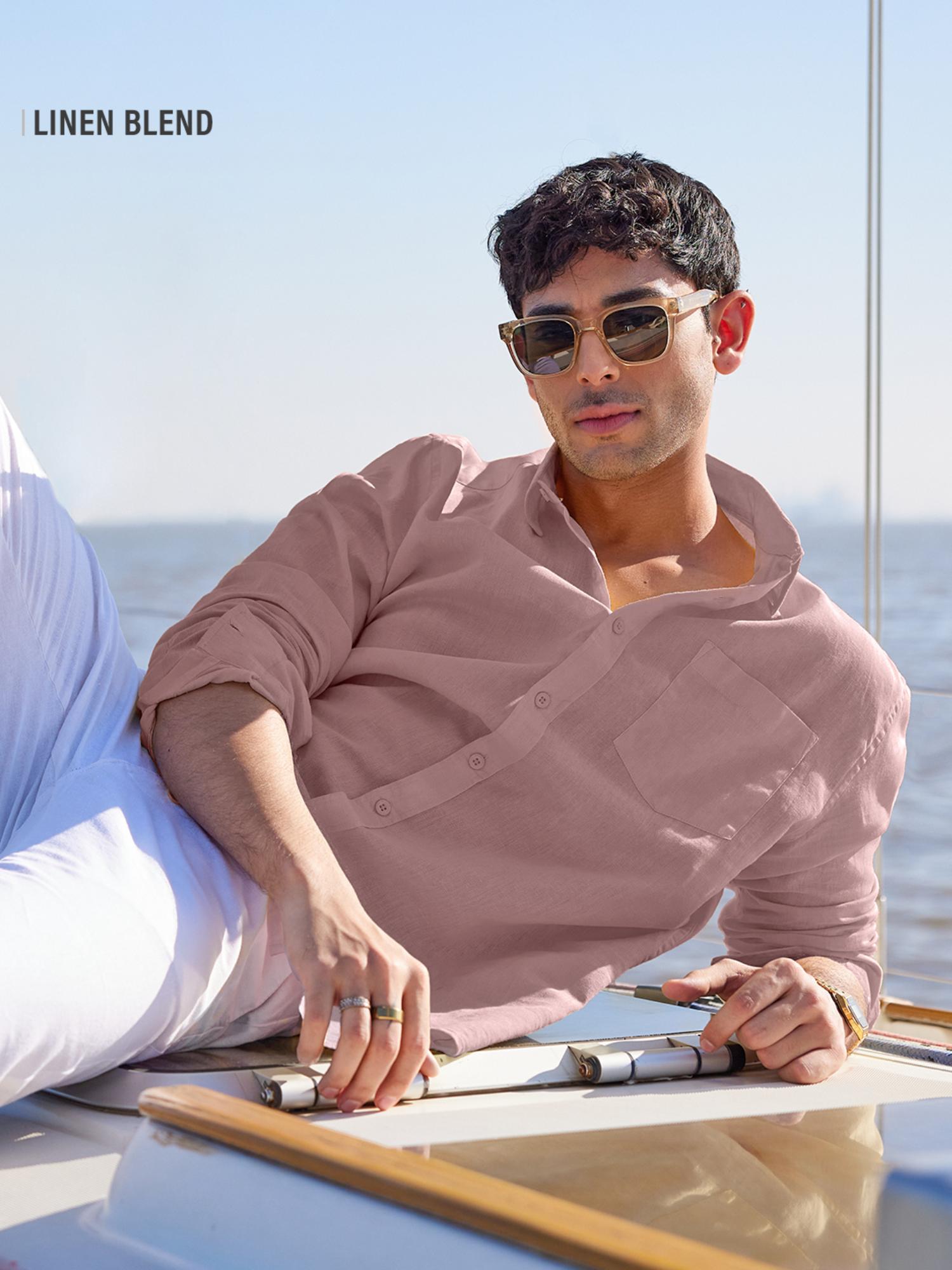 The Souled Store Originals Solids Soft Pink Men's Shirt