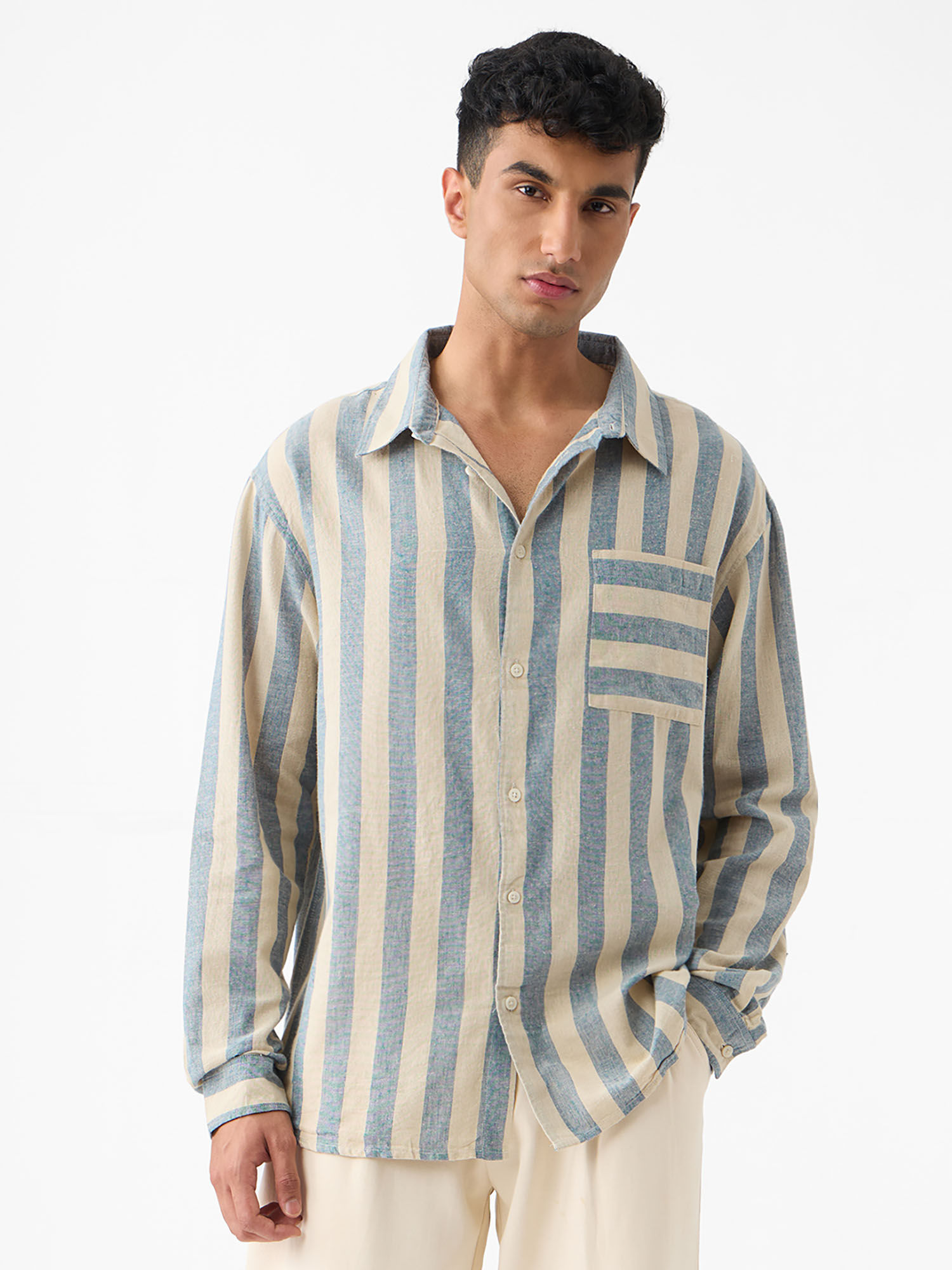 The Souled Store Stripes Coastal Men Relaxed Shirt