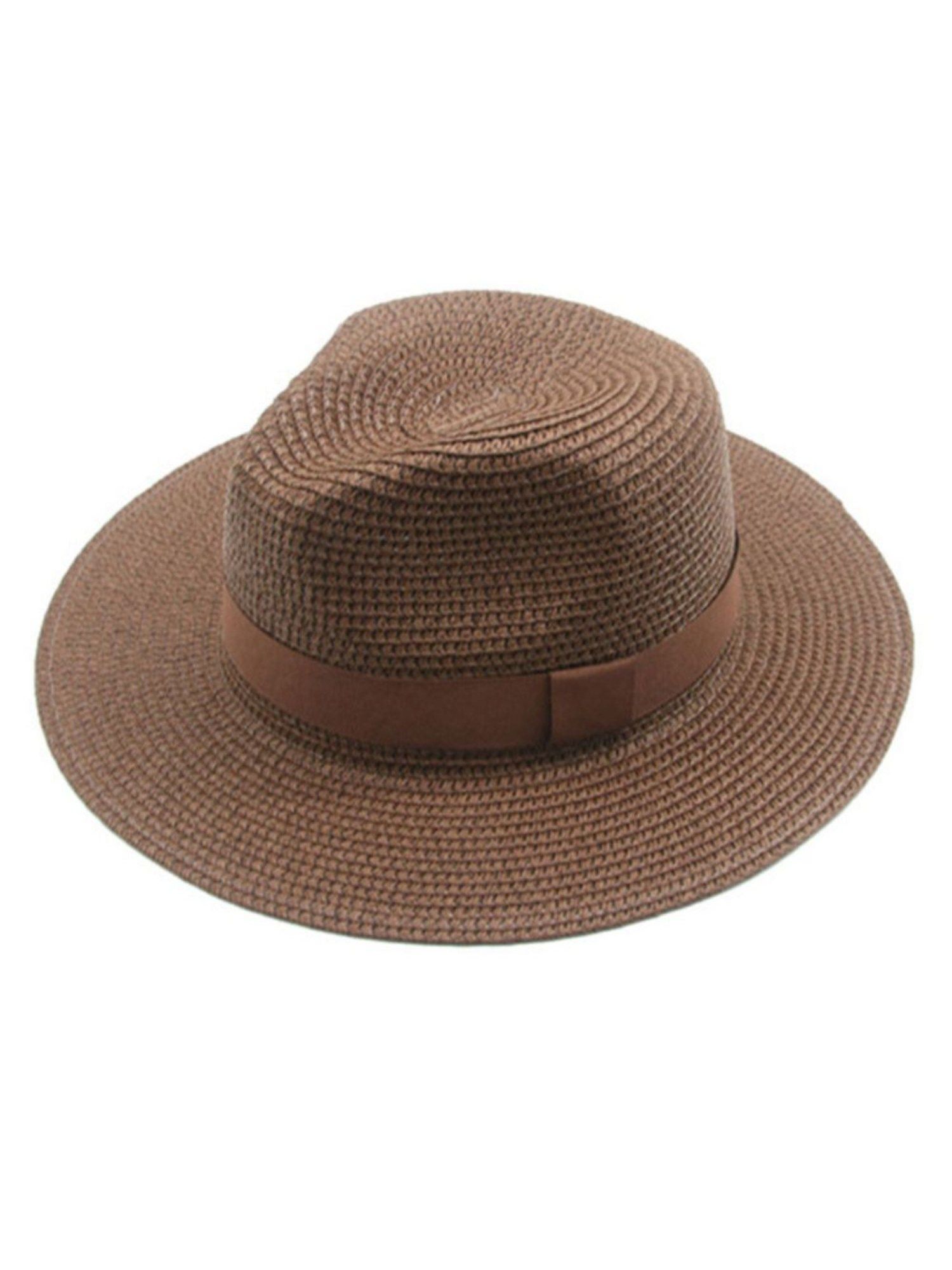 The Tie Hub Brown Wide Brim Panama Straw Unisex Hats