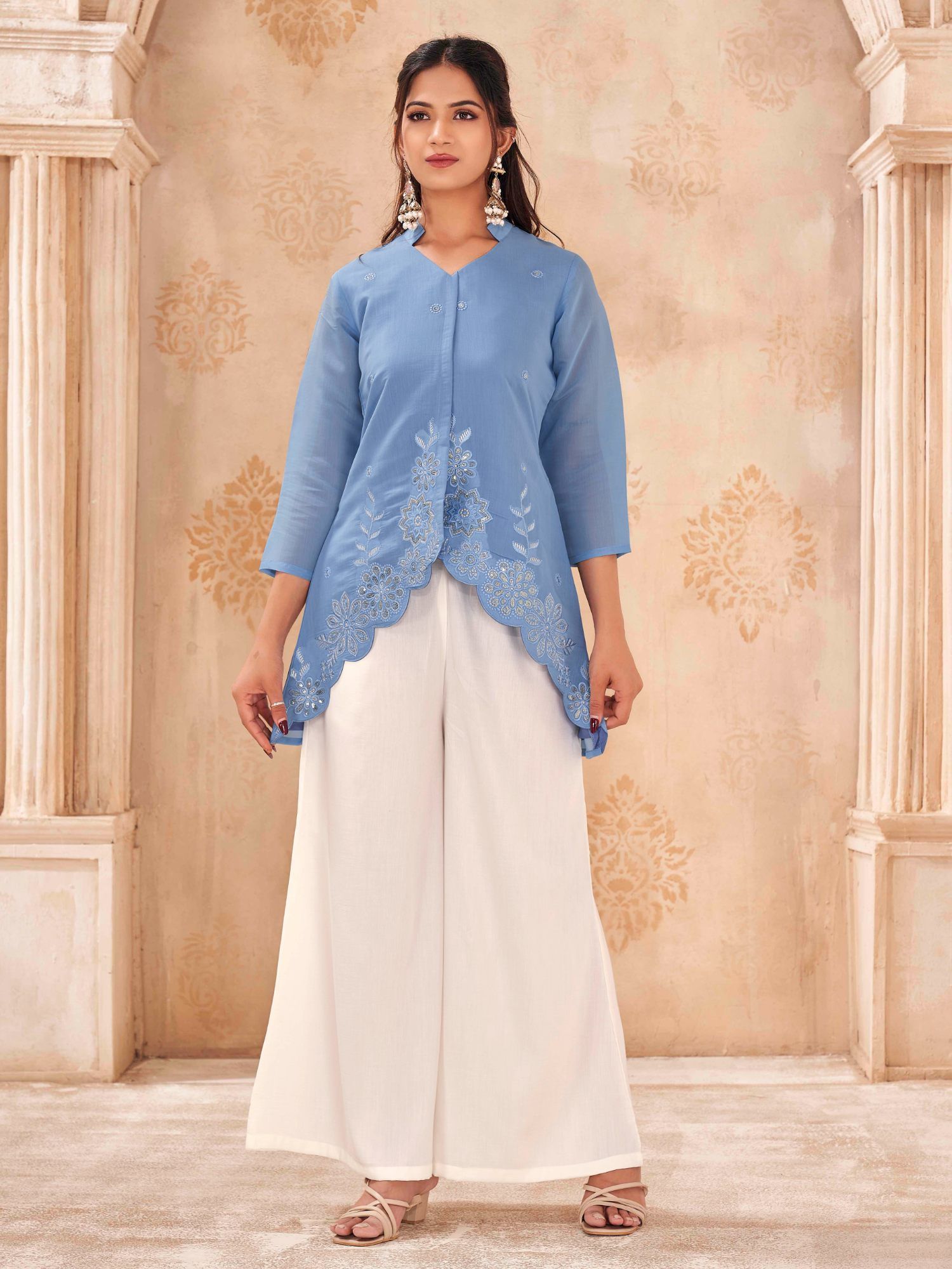 Tikhi Imli Blue Color Silk Blend With Thread & Sequins Work Co-Ord Set