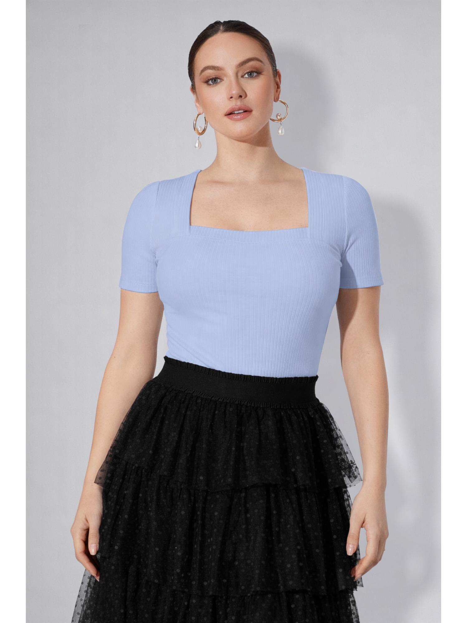 Twenty Dresses by Nykaa Fashion Womens Sky Blue Square Neck Top