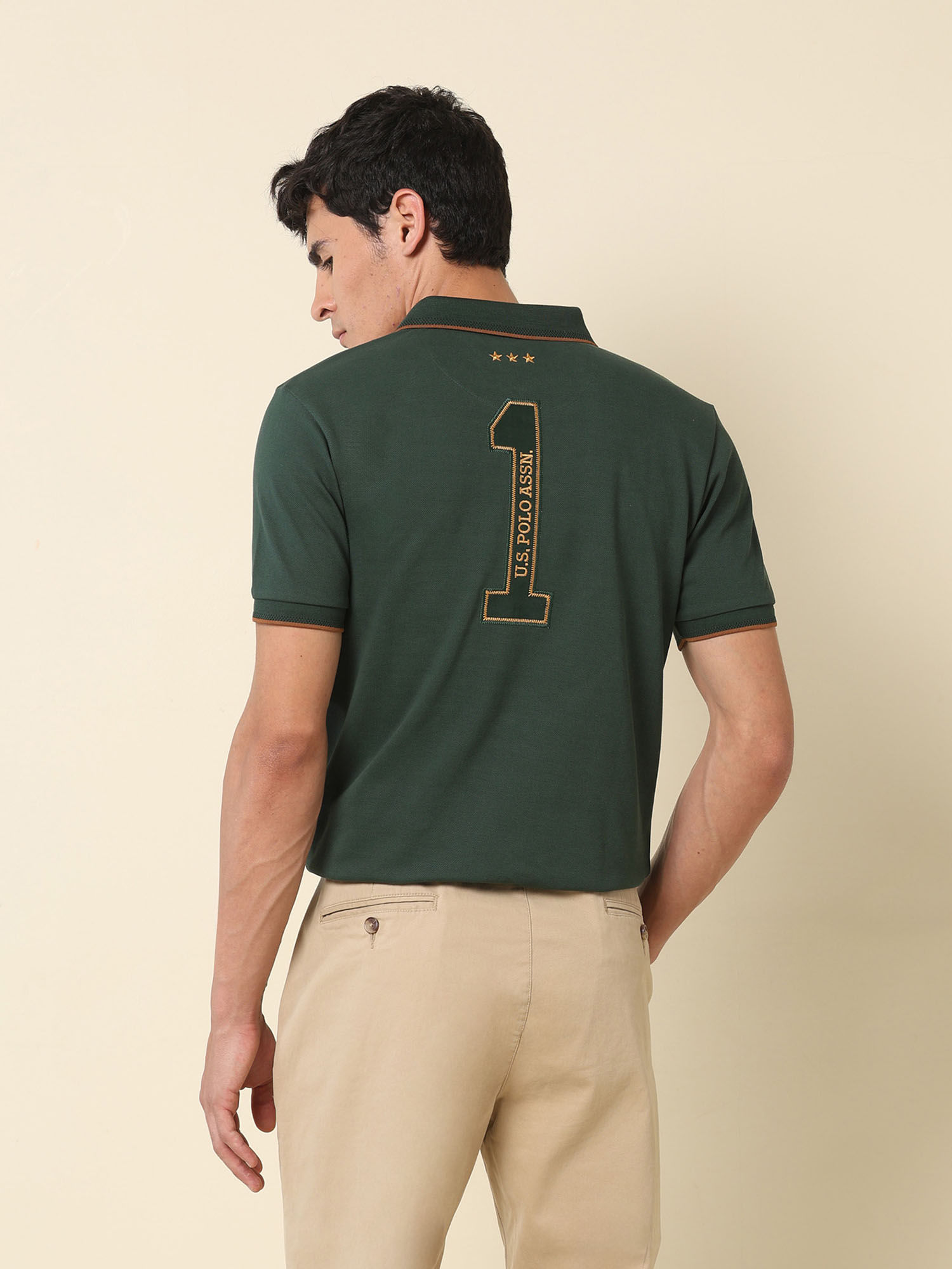 U.S. POLO ASSN. Association Men's Iconic Number Gold Cup Polo T-shirt