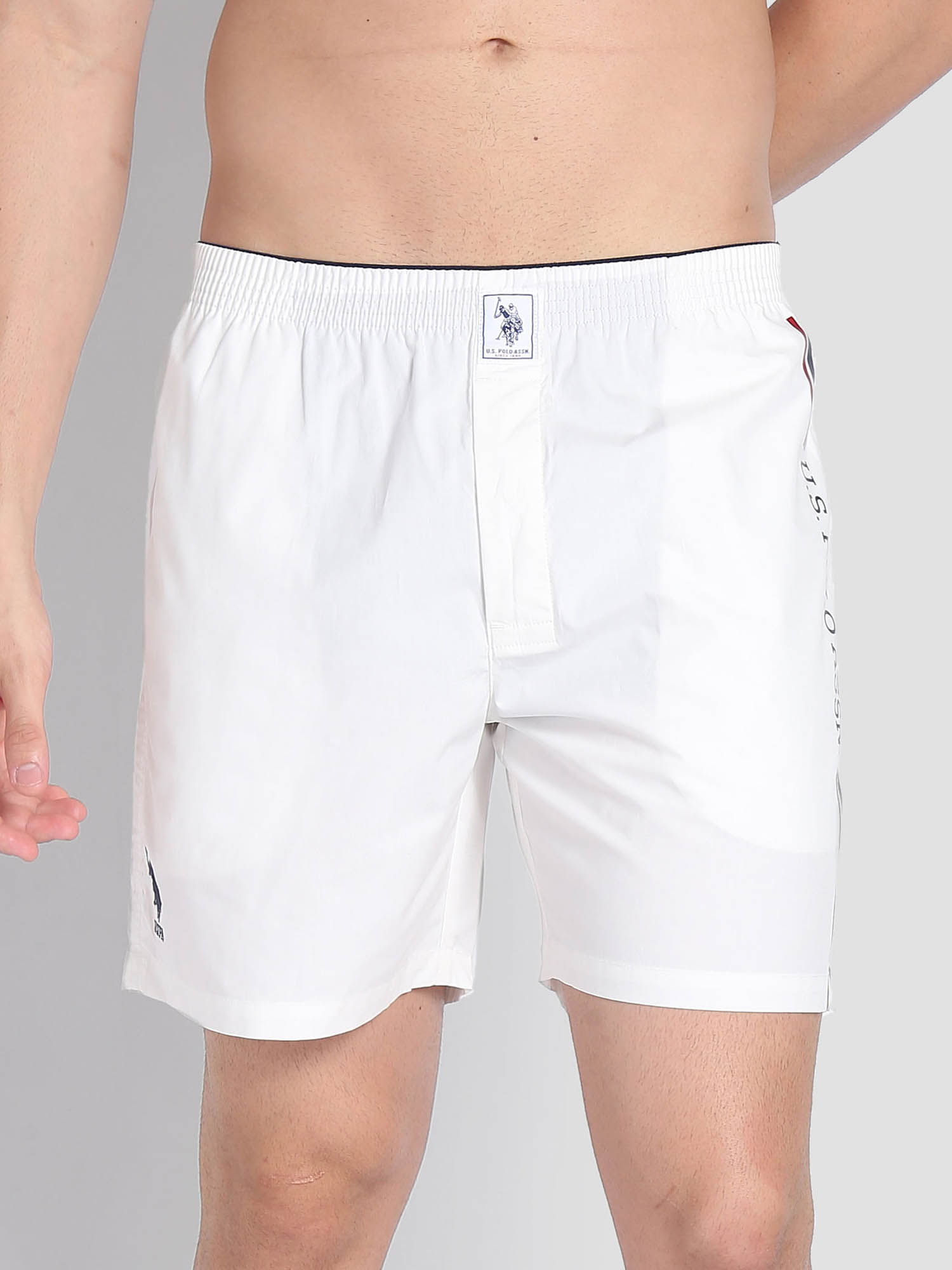 U.S. POLO ASSN. Brand Stripe Dual Pocket IYAX Boxers White