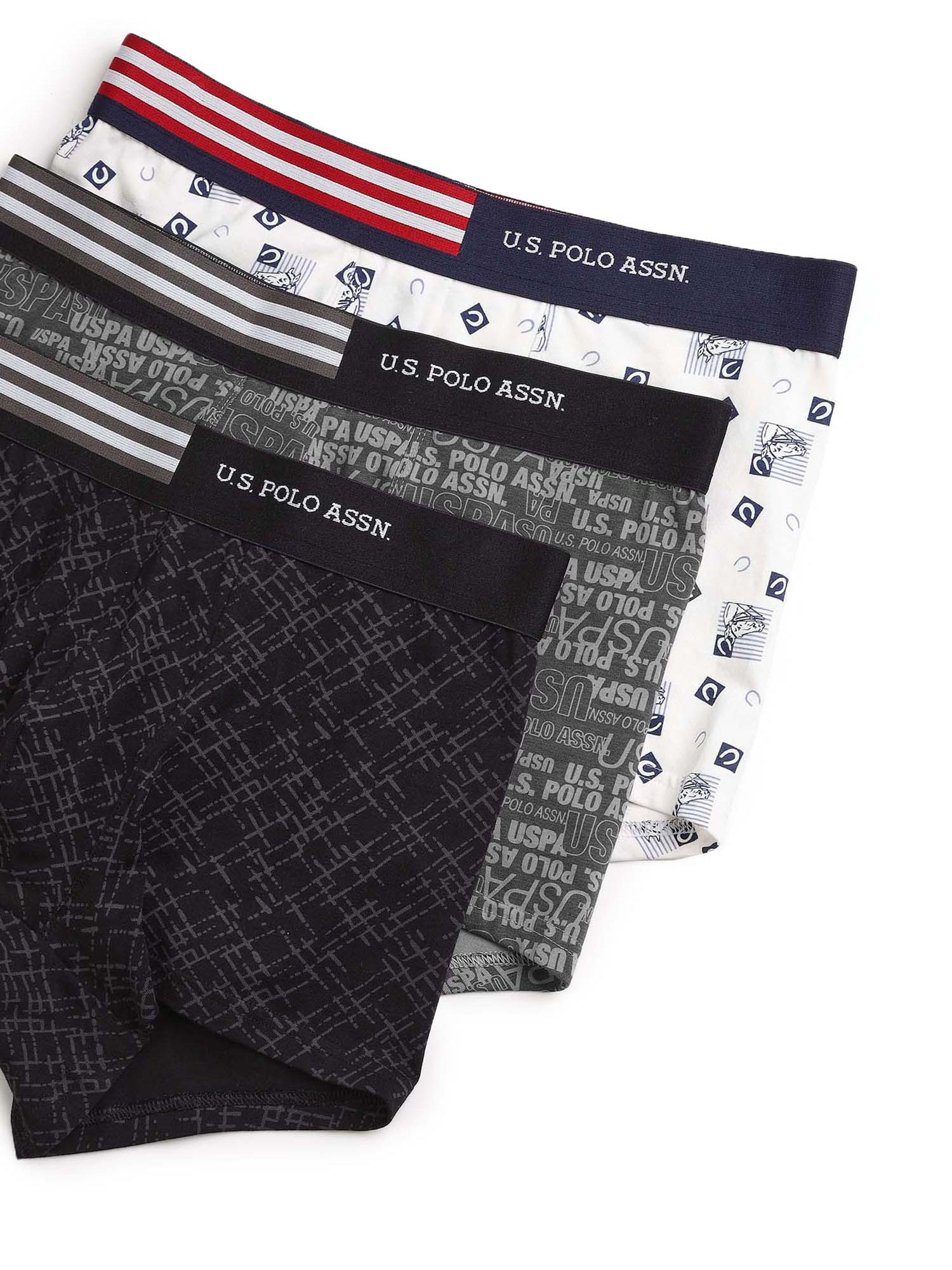 U.S. POLO ASSN. Multi-Color Graphic Elastic Regular Trunks (Pack of 3)