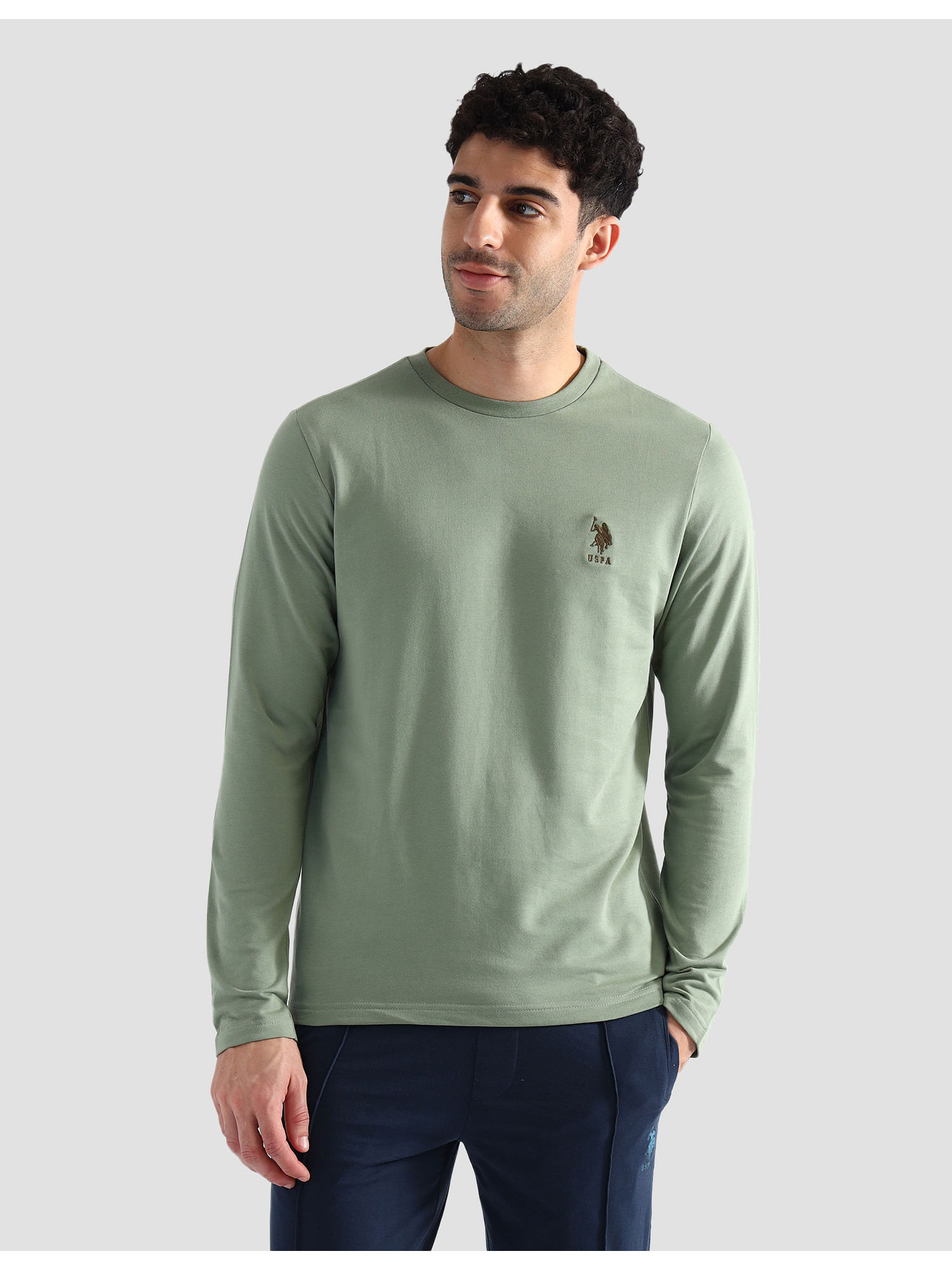U.S. POLO ASSN. Olive Pure Cotton Regular T-Shirt