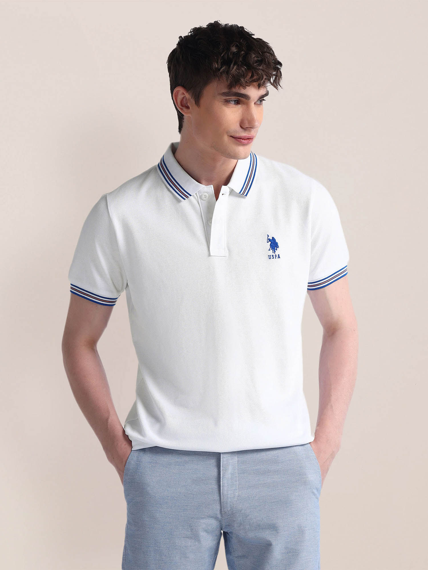 U.S. POLO ASSN. White Slim Fit Logo Polo T-Shirt