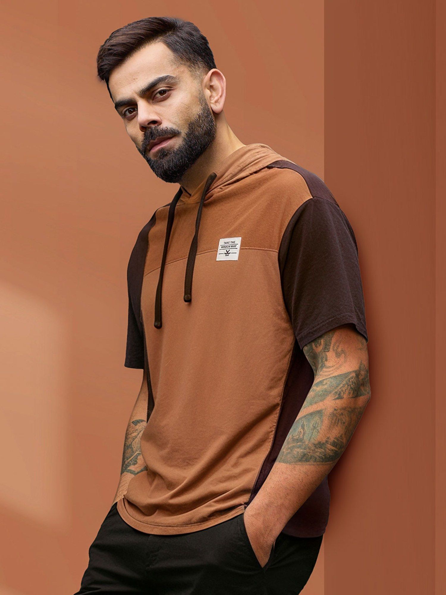 WROGN Brown Colorblock Oversized Fit T-shirt