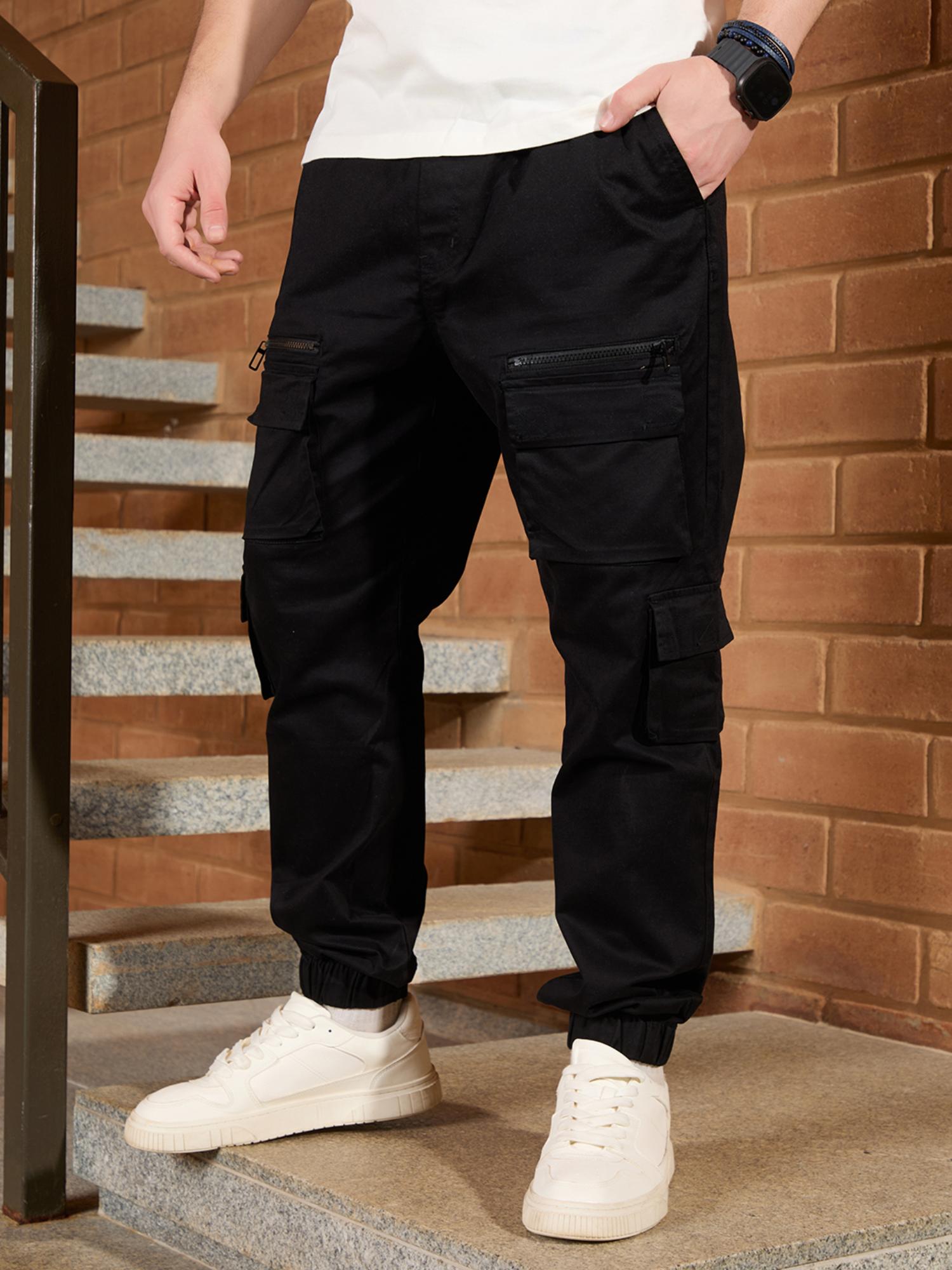 WROGN Solid Relaxed Fit Cargo Jogger - Black
