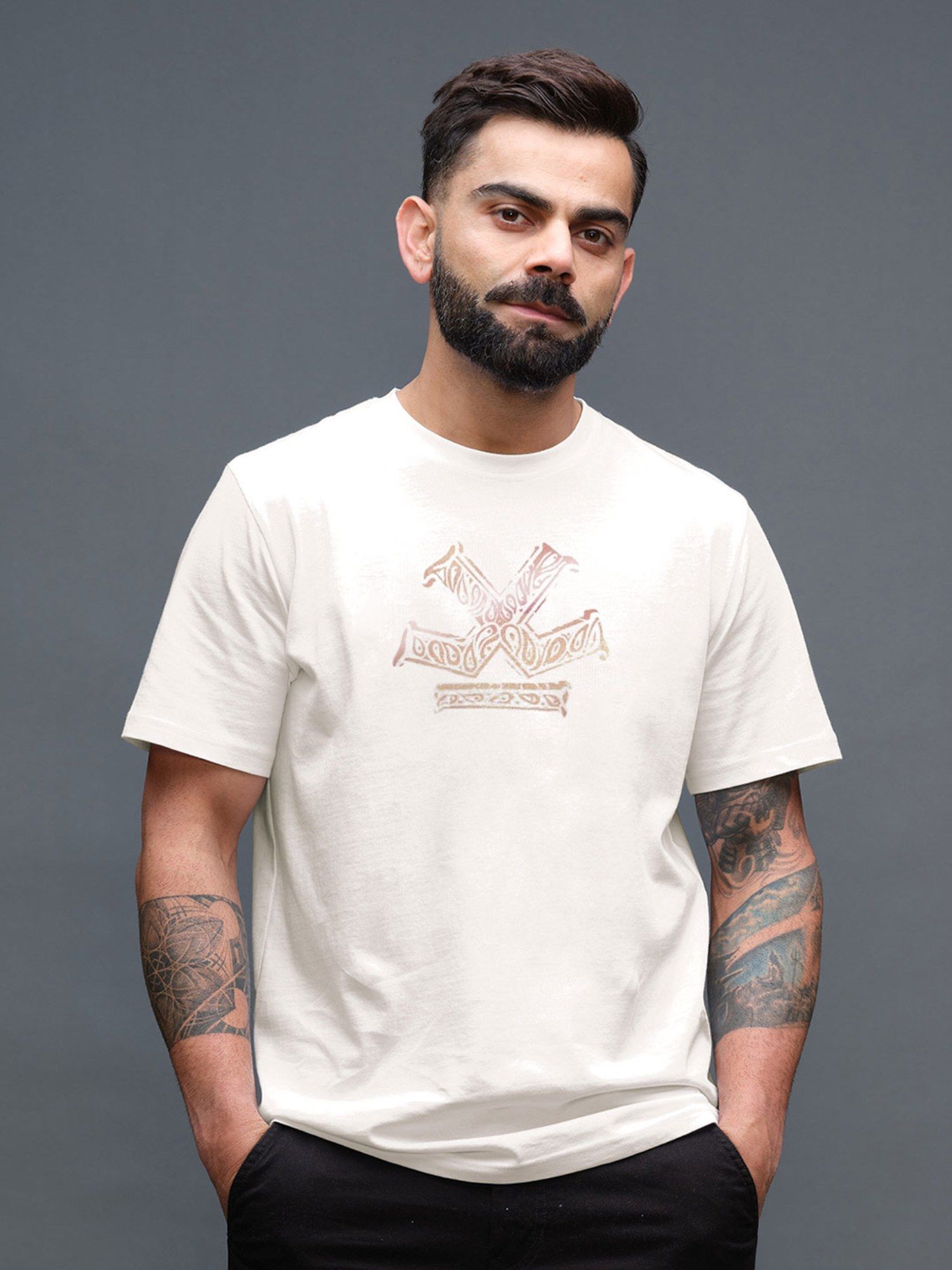 WROGN White Printed Slim Fit T-shirt