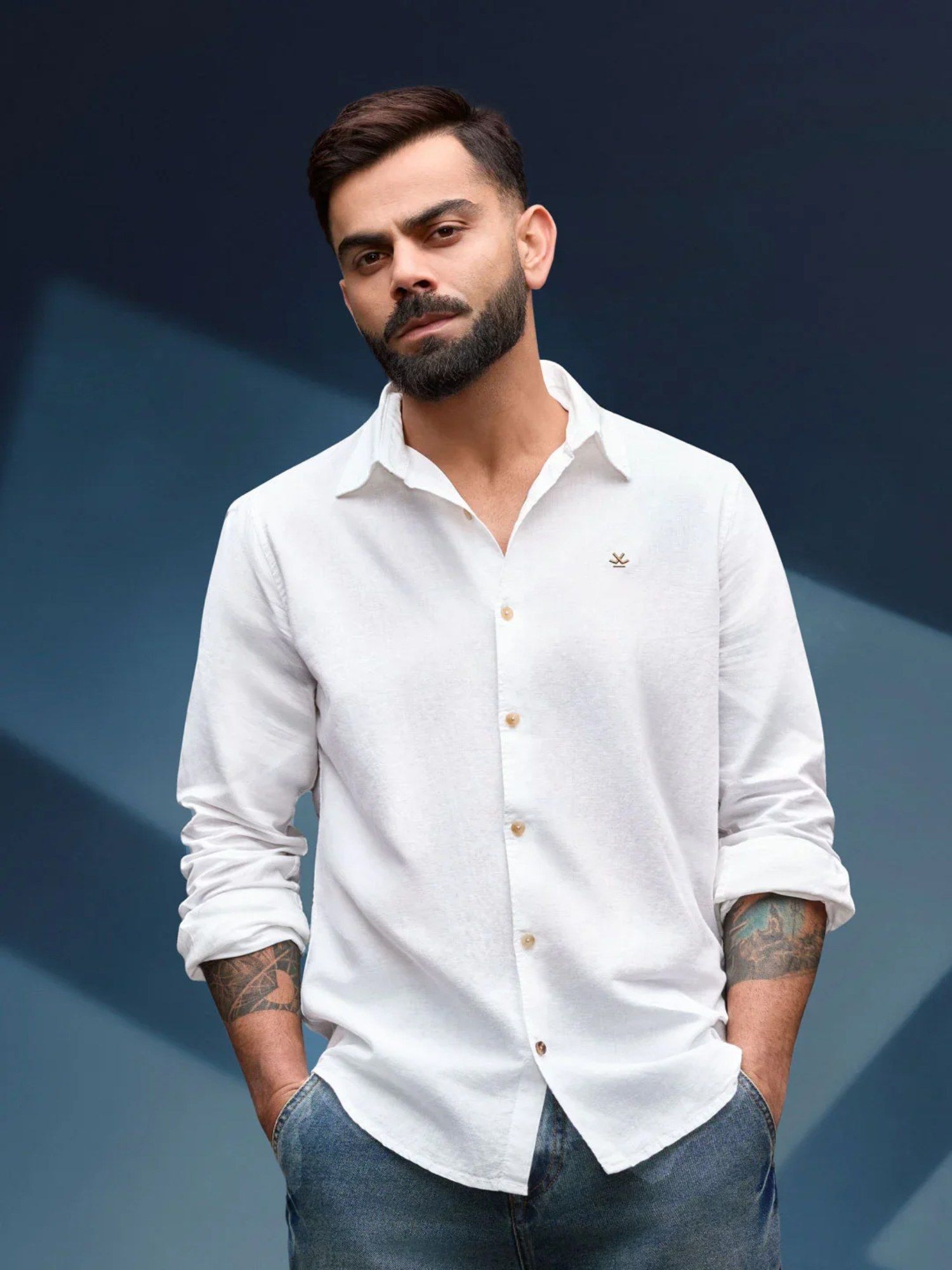 WROGN White Solid/Plain Collar Neck Casual Shirt